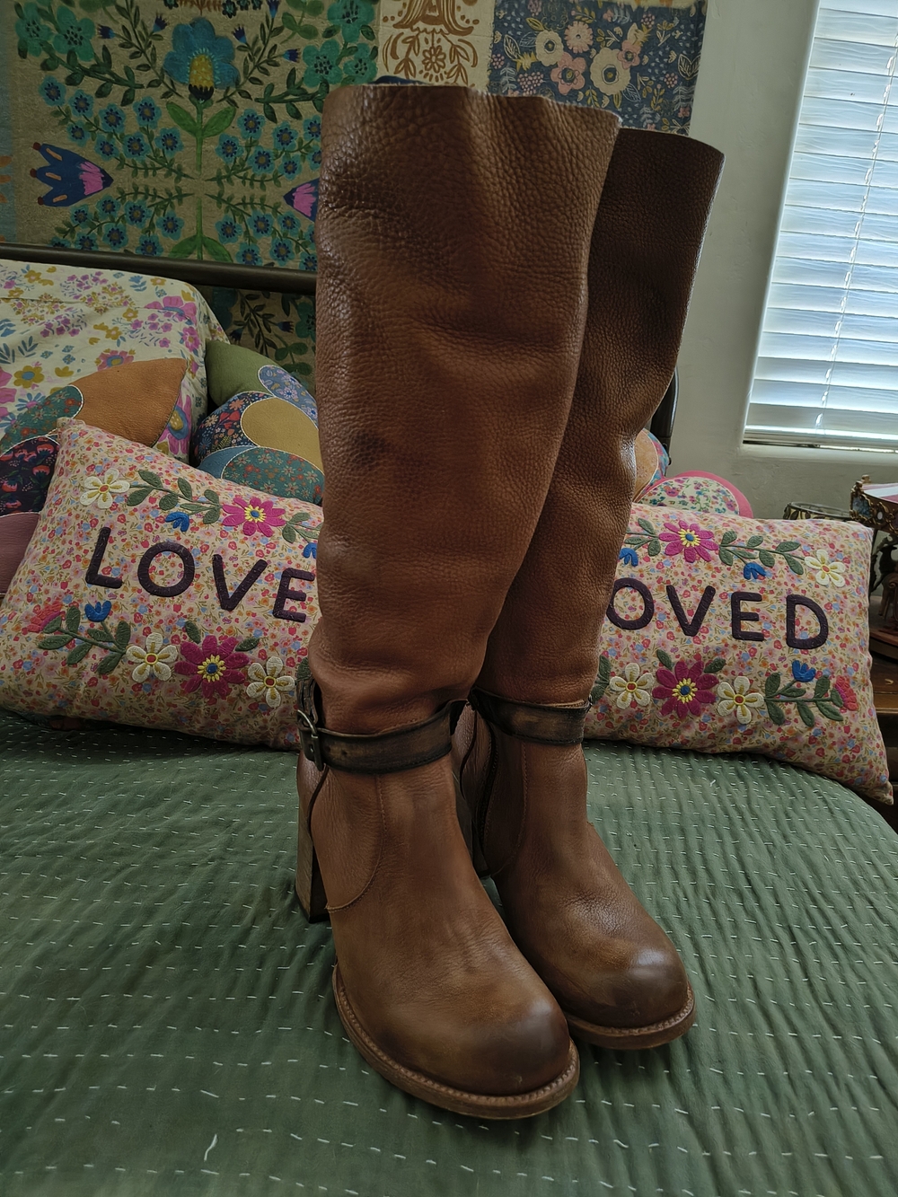 Freebird by Steven Brown Leather Knee-High Heeled Boots